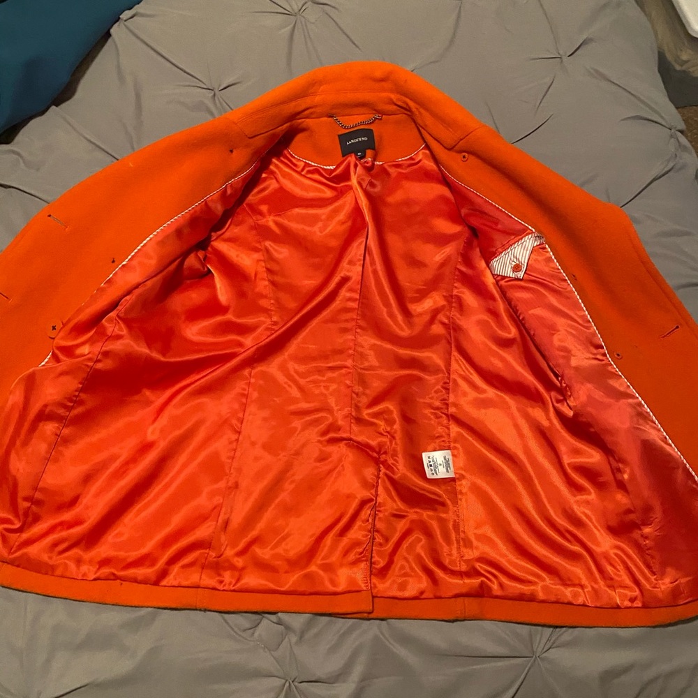 Orange Lands End pea coat